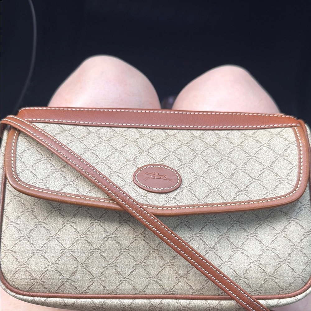 Longchamp Tan and Brown Shoulder Bag with Classic Design